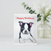 Boston Terrier Verjaardag briefkaart (Staand voorkant)