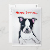 Boston Terrier Verjaardag briefkaart (Voorkant / Achterkant)