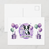 Boston Terrier Verjaardagsansichtkaart Briefkaart (Voorkant / Achterkant)