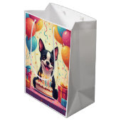 Boston Terrier Verjaardagsfeest Medium Cadeauzakje (Achterkant Gekanteld)