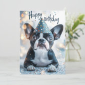 Boston Terrier verjaardagsfeest voor puppy's Kaart (Staand voorkant)