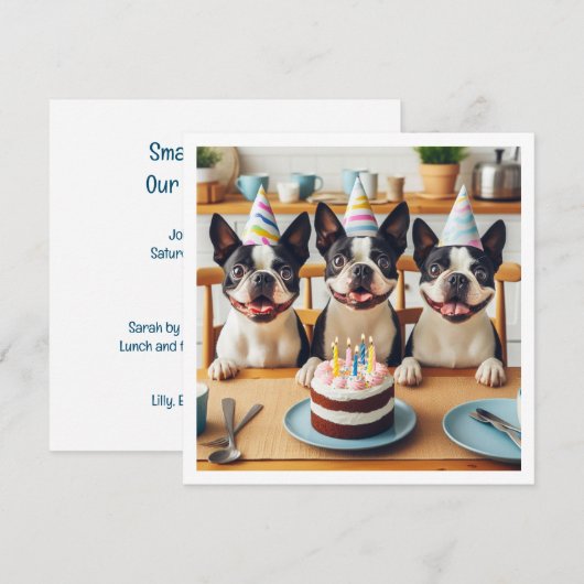 Boston Terrier verjaardagskaart, Boston terrier Kaart (Voorkant / Achterkant)