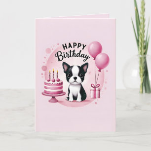 Boston Terrier Verjaardagskaart Feestdagen Kaart