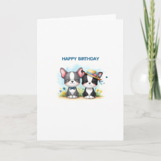 Boston Terrier Verjaardagskaart Feestdagen Kaart
