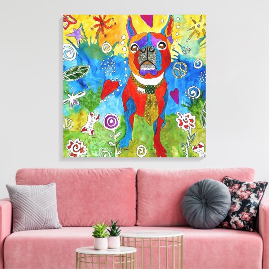 Boston Terrier Verpakt Canvas 20x20 () (Insitu (Woonkamer))