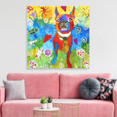 Boston Terrier Verpakt Canvas 20x20 () Afdruk (Insitu (Woonkamer))