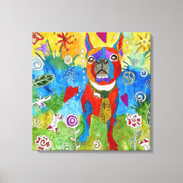 Boston Terrier Verpakt Canvas 20x20 () Afdruk