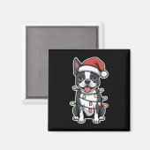 Boston Terrier verpakt in kerstverlichting Magneet (Voorkant / Achterkant)