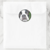 Boston Terrier vervaagde ronde Stickers (Tas)