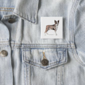 Boston Terrier Vierkante Button 5,1 Cm (In situ)