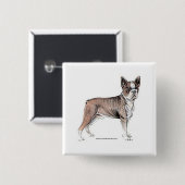 Boston Terrier Vierkante Button 5,1 Cm (Voorkant /achterkant)