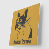 Boston Terrier Vierkante Klok (Hoek)