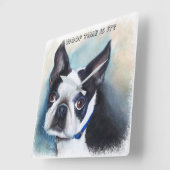 BOSTON TERRIER VIERKANTE KLOK (Hoek)