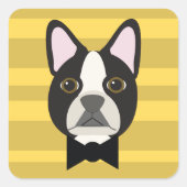 Boston Terrier Vierkante Sticker (Voorkant)
