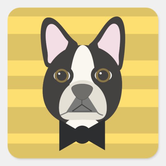 Boston Terrier Vierkante Sticker (Voorkant)