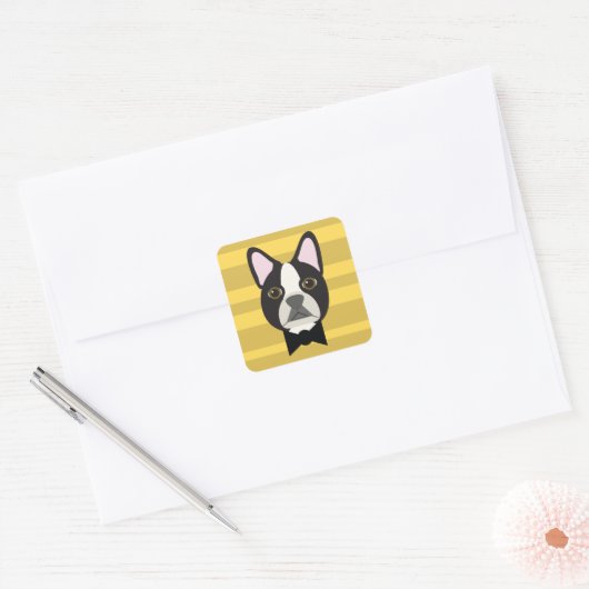 Boston Terrier Vierkante Sticker (Envelop)