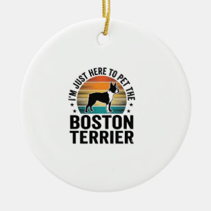 Boston Terrier Vintage Huisdierliefhebber Shirt On Keramisch Ornament