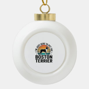 Boston Terrier Vintage Huisdierliefhebber Shirt On Keramische Bal Ornament