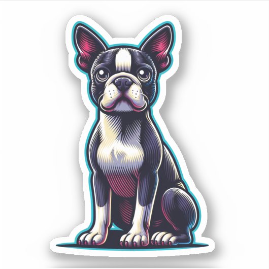Boston Terrier Vinyl Sticker (Voorkant)