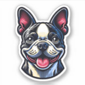 Boston Terrier Vinyl Sticker (Voorkant)