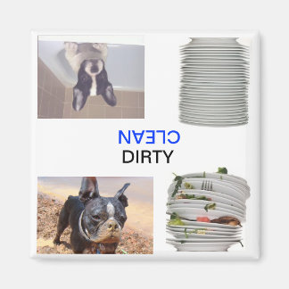 Boston Terrier Vuile/Schone Vaatwasser Magneet
