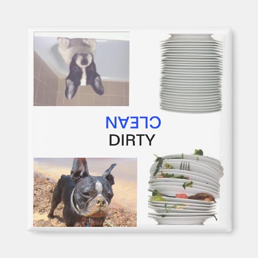 Boston Terrier Vuile/Schone Vaatwasser Magneet (Voorkant)