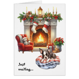 Boston Terrier Wacht op Kerstmis