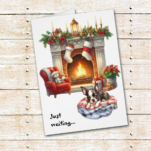 Boston Terrier Wacht op Kerstmis