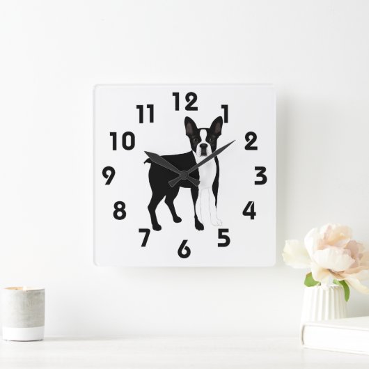 Boston Terrier Wall Clock Vierkante Klok (Huis)