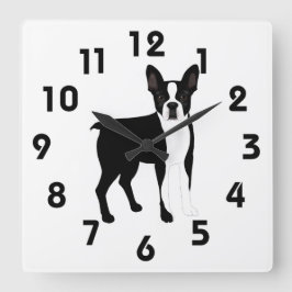 Boston Terrier Wall Clock Vierkante Klok