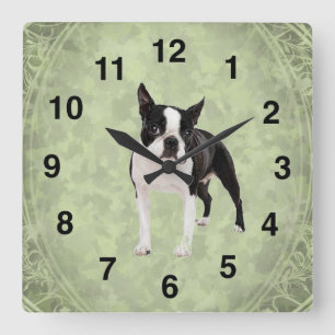 Boston Terrier Wall Clock Vierkante Klok