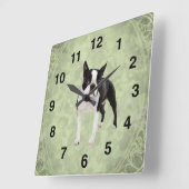 Boston Terrier Wall Clock Vierkante Klok (Hoek)