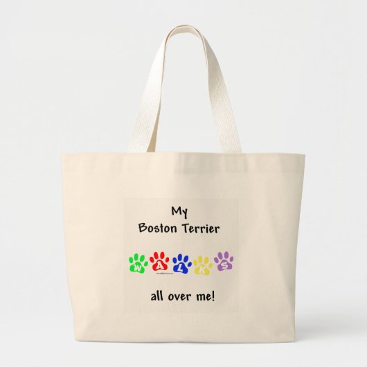 Boston Terrier Wandelingen Grote Tote Bag (Voorkant)