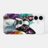 Boston Terrier Watercolor Kunst iPhone 16 Hoesje (Achterkant horizontaal)