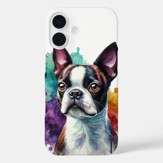 Boston Terrier Waterverf Art Case-Mate iPhone Case (Achterkant)