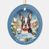 Boston Terrier Waterverf Hondenkerst Keramisch Ornament (Links)