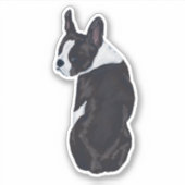 Boston Terrier Waterverf Zwart Hondenliefhebber St Sticker (Voorkant)