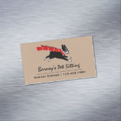 Boston Terrier Wearing Red Winter Scarf Magnetisch Visitekaartje (Voorbeeld)