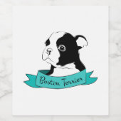 Boston Terrier Wijn Etiket (Enkel label)