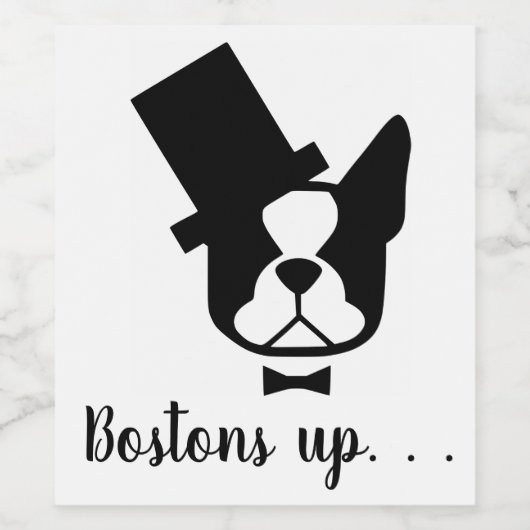 Boston Terrier wijnlabels - Boston Terrier party Wijn Etiket (Enkel label)