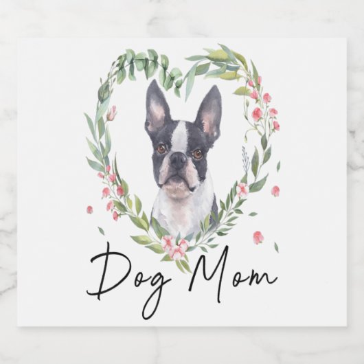 Boston Terrier Wine Sticker Funny Novelty Gift (Enkel label)