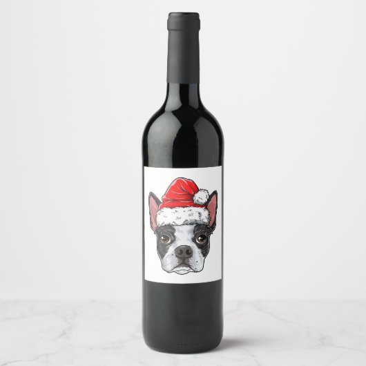 Boston Terrier Wine Sticker Funny Novelty Gift (Voorkant)