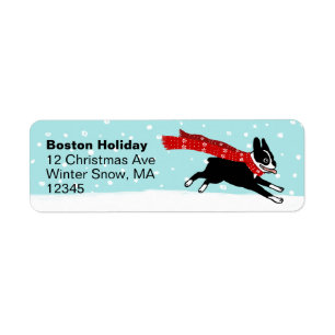Boston Terrier Winter Holiday Cute Dog Kerstmis Etiket