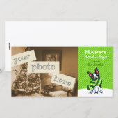 Boston Terrier Winter Scarf Kerstmis Groen Feestdagenkaart (Voorkant / Achterkant)