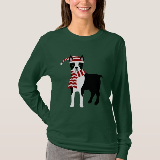 Boston Terrier Winter T-shirt (Voorkant)