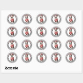Boston Terrier Winterjas Retouradres Ronde Sticker (Vel)