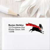 Boston Terrier Wintervakantie Schattigee hondenker Etiket (Insitu)