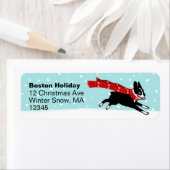 Boston Terrier Wintervakantie Schattigee hondenker Etiket (Insitu)
