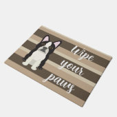 Boston Terrier Wipe your paws Neutral striped  Deurmat (Schuin)