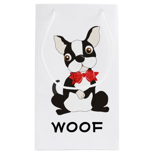 Boston Terrier Wof Klein Cadeauzakje (Achterkant)